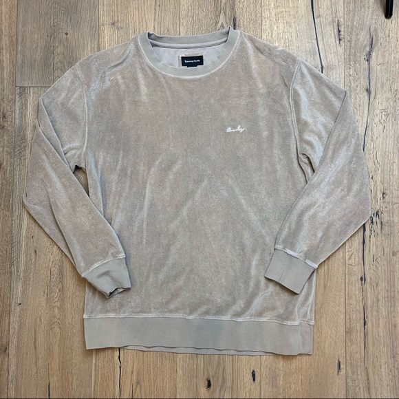 Barney Cools Other - VINTAGE Beige Velour Grandpa Crewneck Sweater